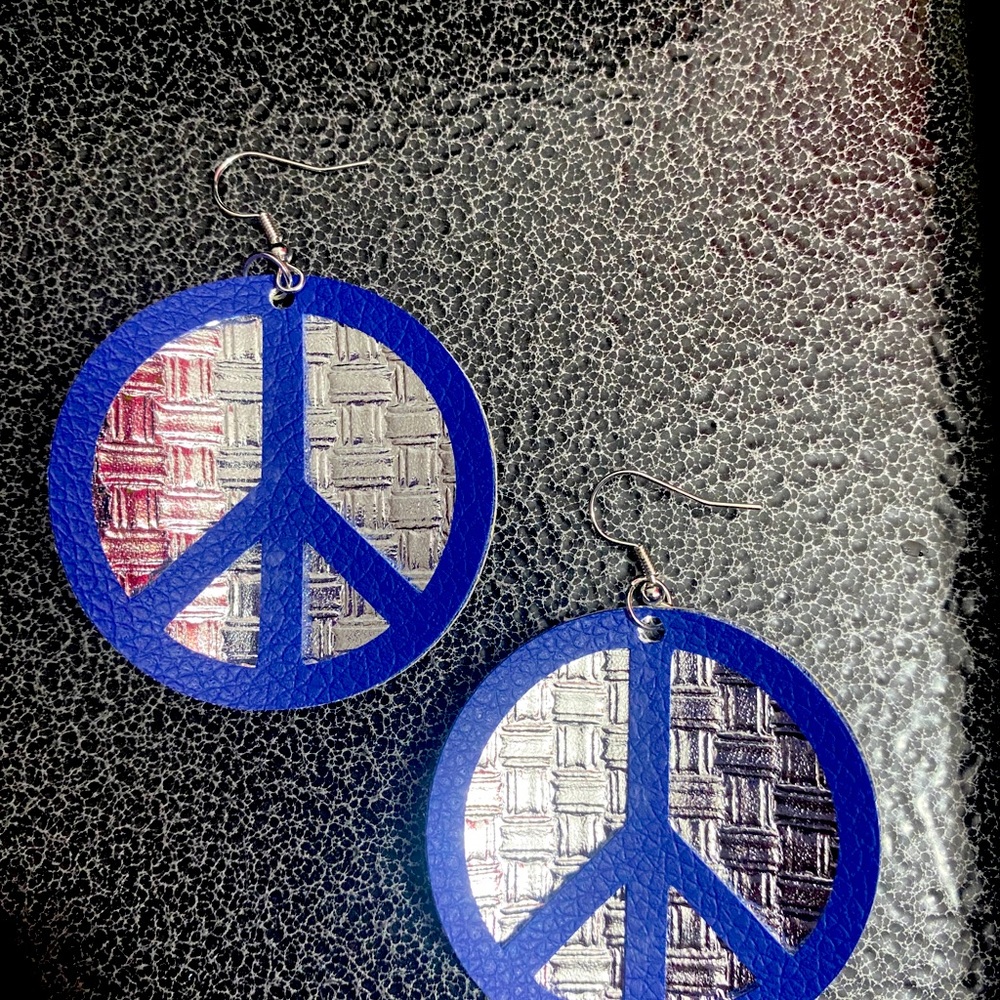 Faux leather earrings.